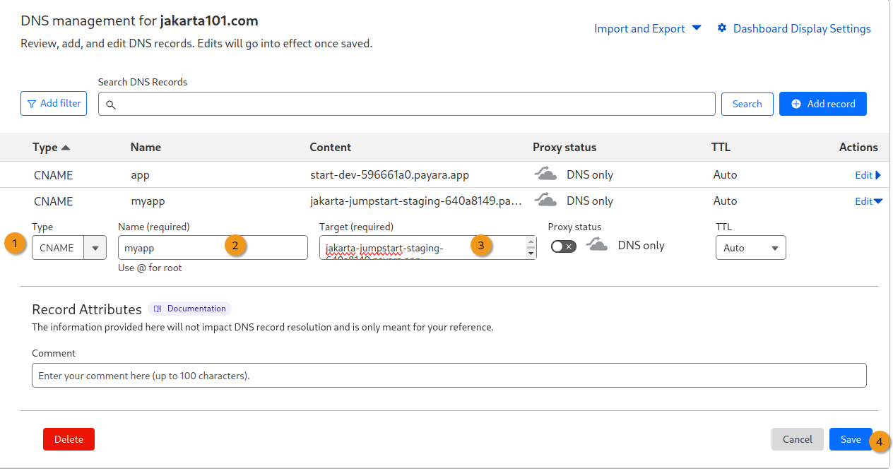 Cloudflare dns update view