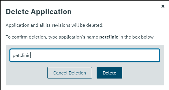 Deleting application confirmation