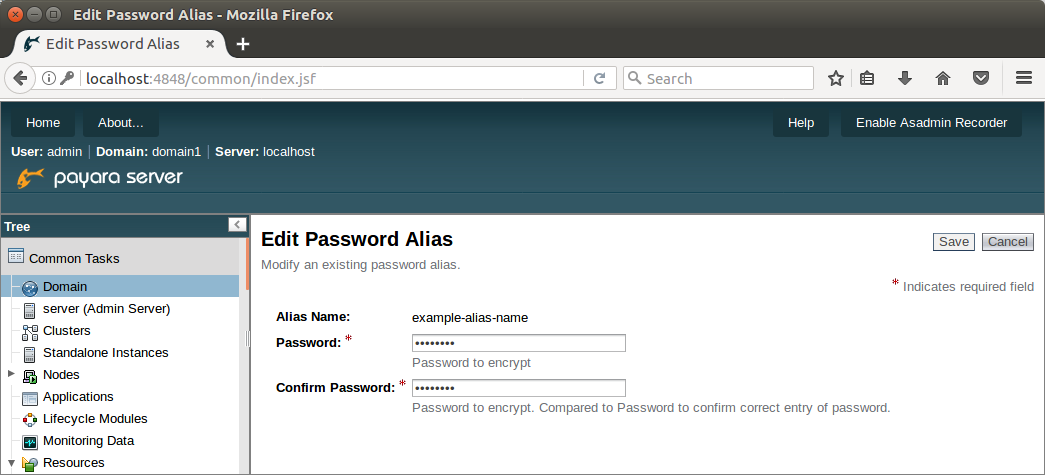 Modifying password alias