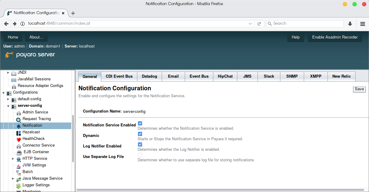 Notification Service General Configuration