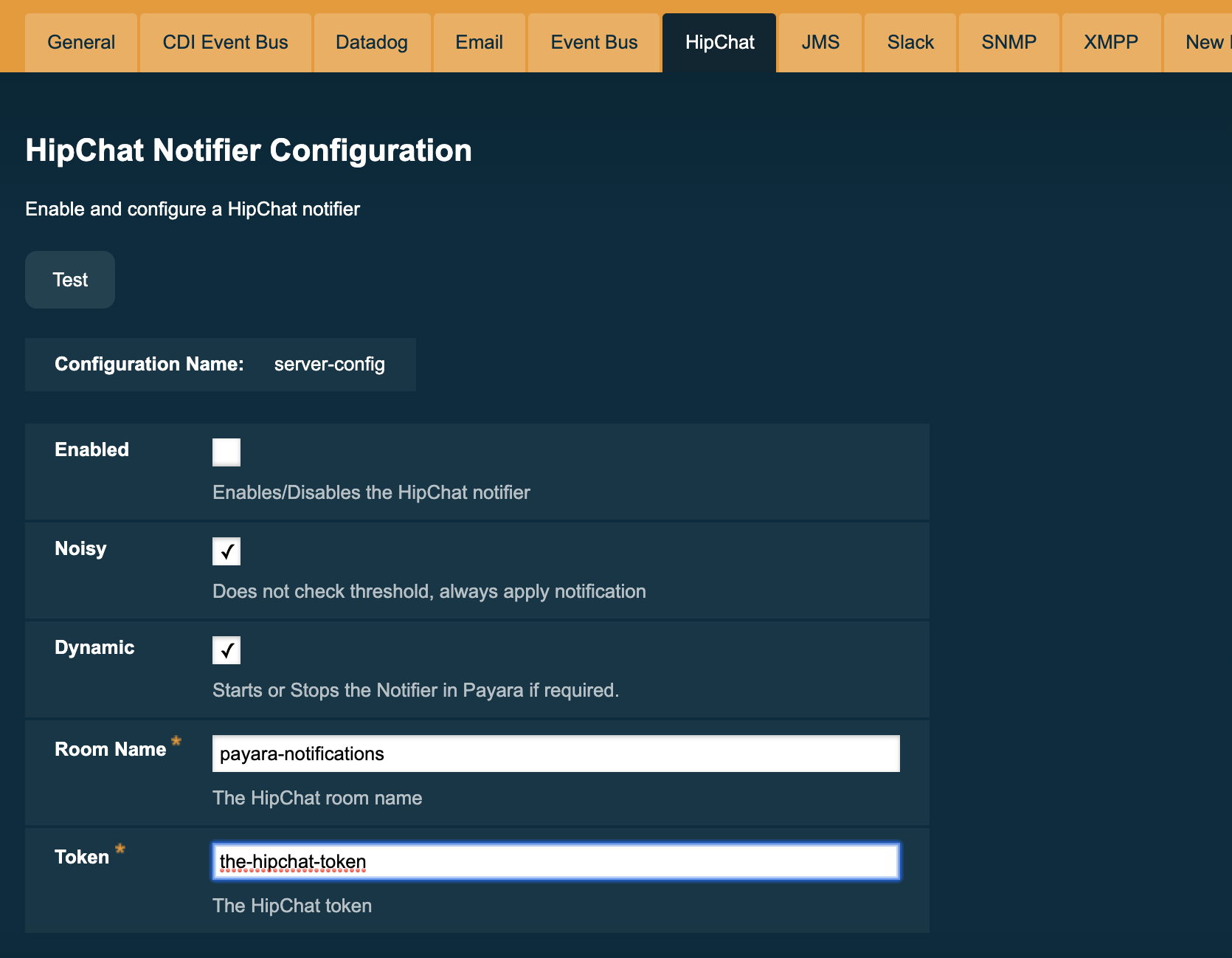 Configuring Hipchat Notifier on Admin Console