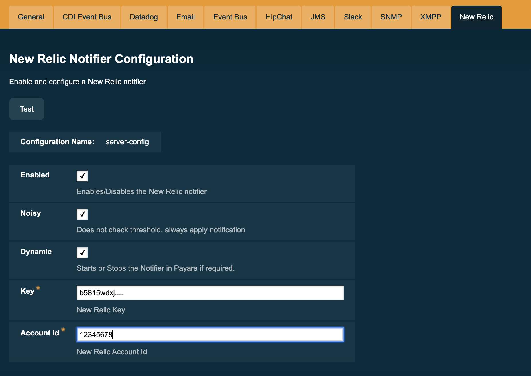 NewRelic Configuration on Admin Console