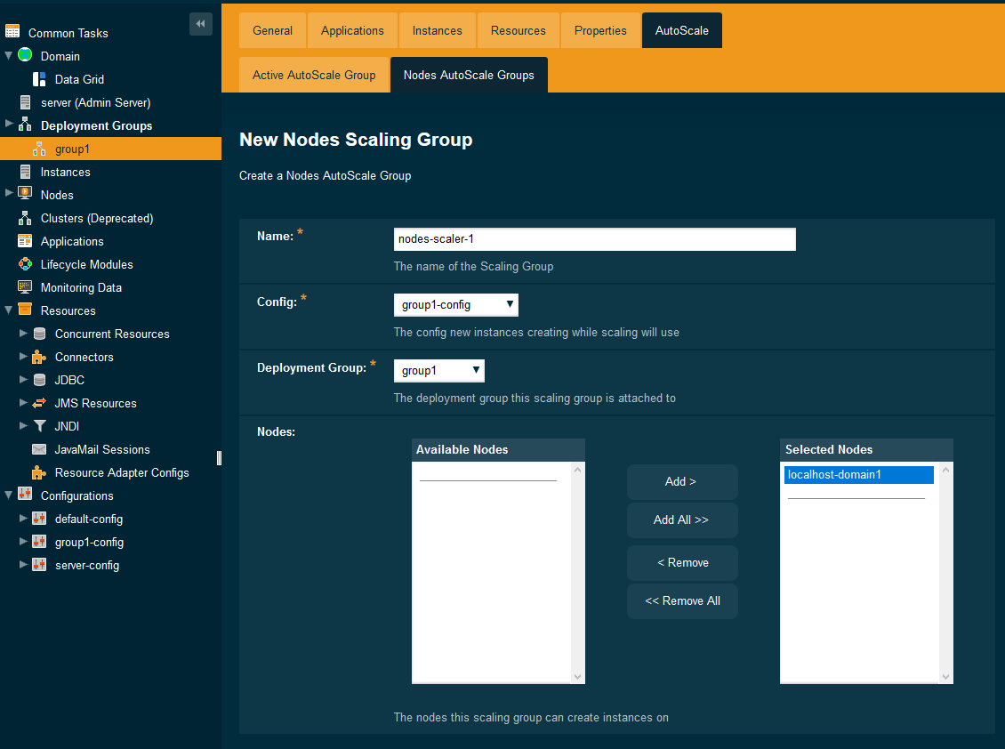 New Nodes Scaling Groups in Admin Console