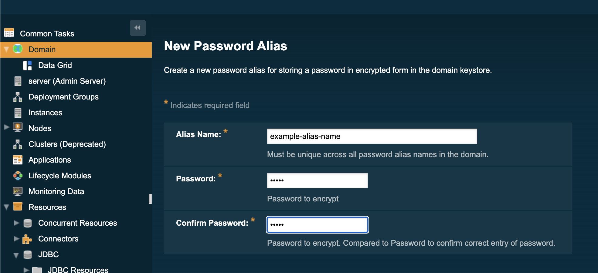 Password alias creation