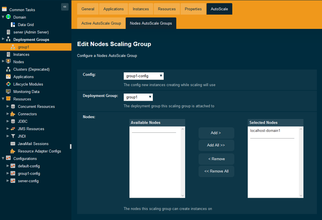 Edit Nodes Scaling Group in Admin Console
