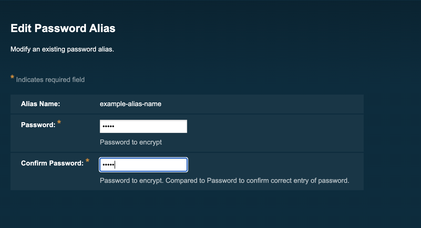 Modifying password alias