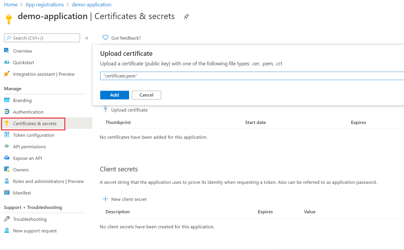 Certificate Upload