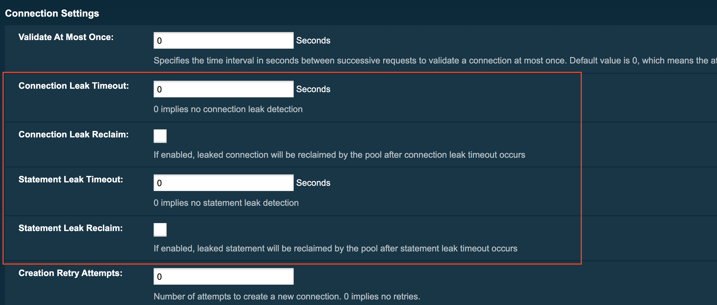 Leak Detection setting in Admin console