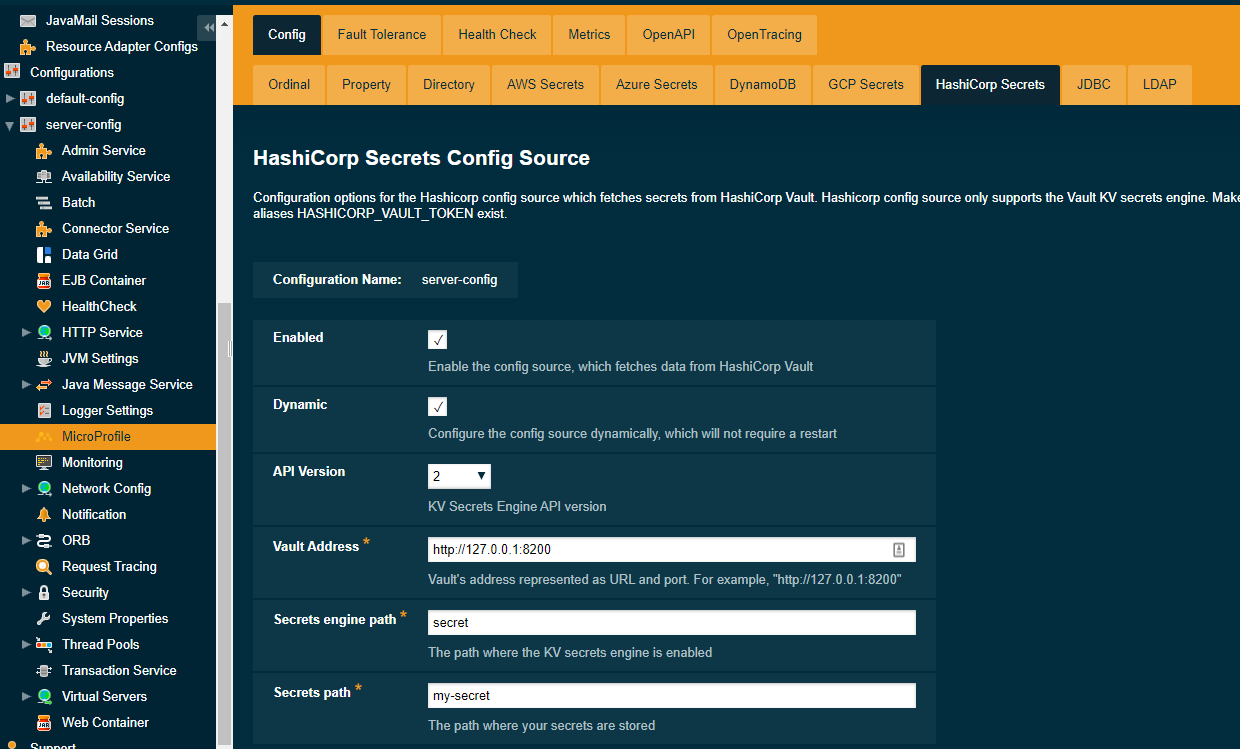 Payara Server Administration Console configuration route