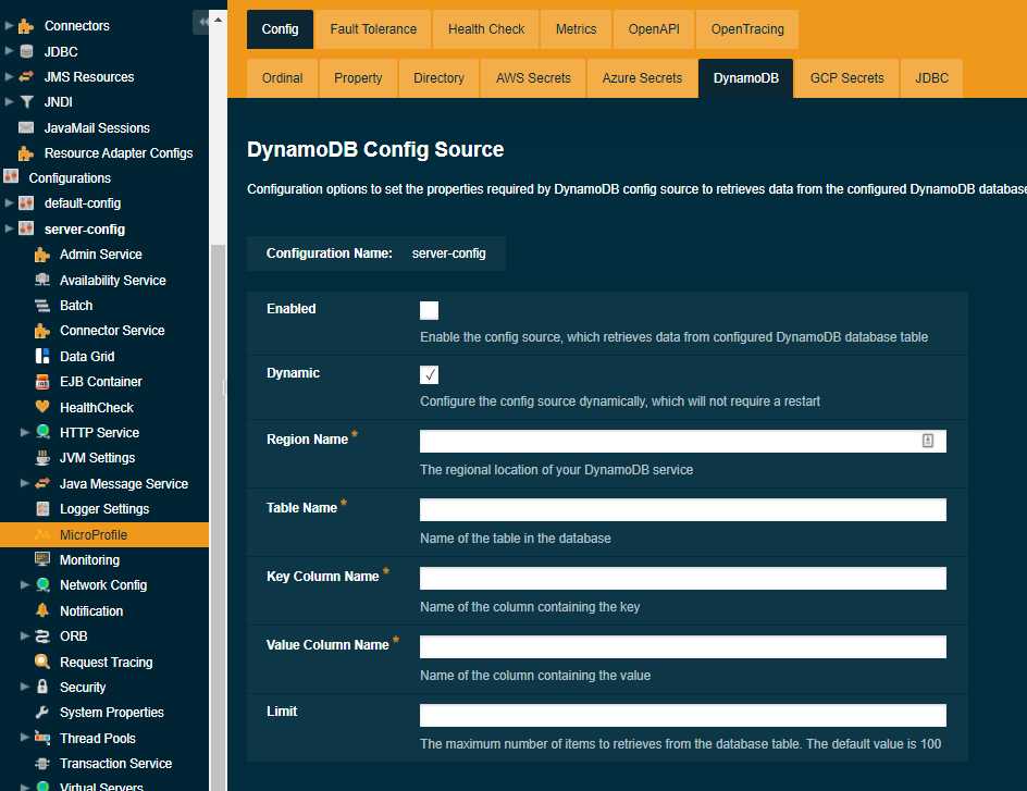 Payara Server Administration Console configuration route