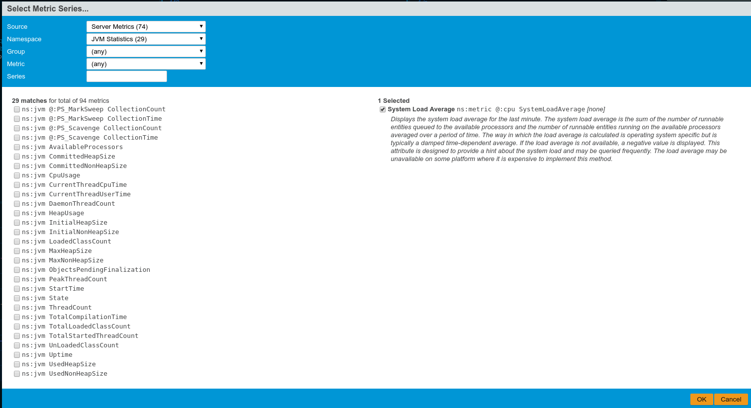 Metric Selection Dialog