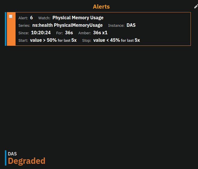 Example of alert table showing a subset of alerts