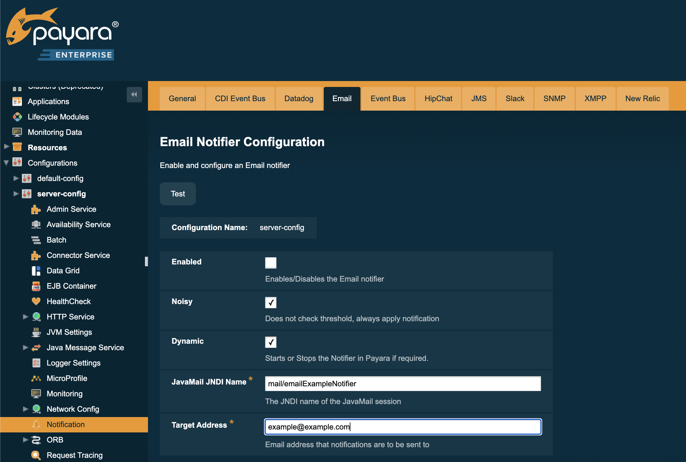 Email Notifier on Admin Console