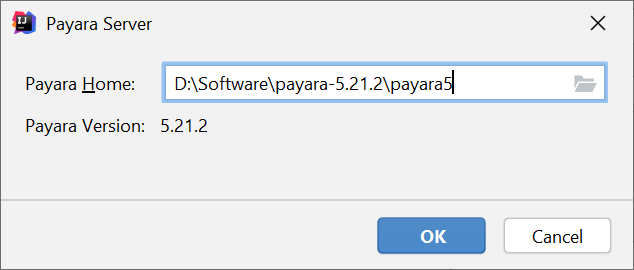 Browse the Payara Server path