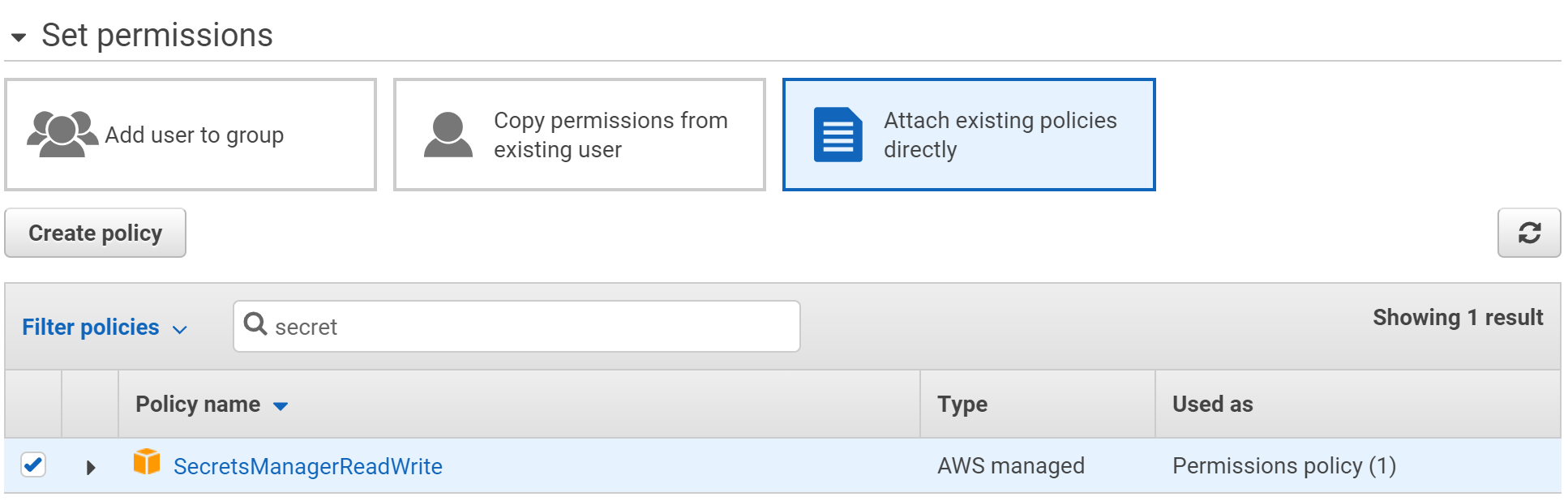 AWS IAM user permissions