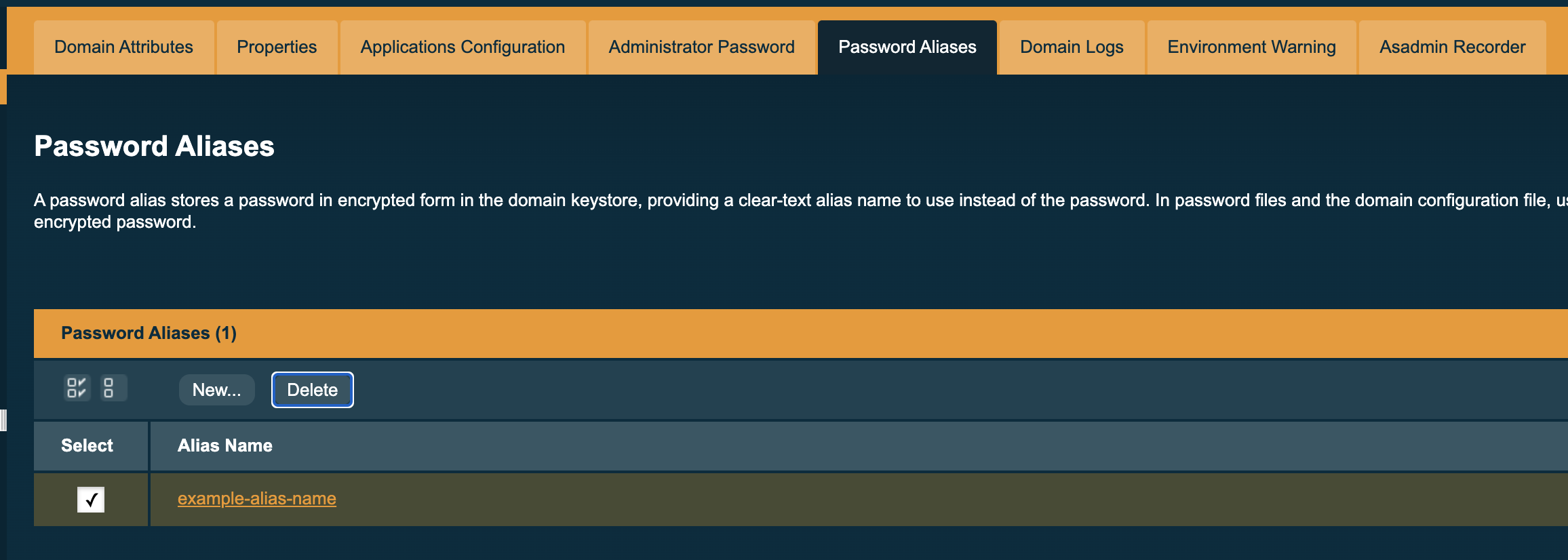 Deleting password alias