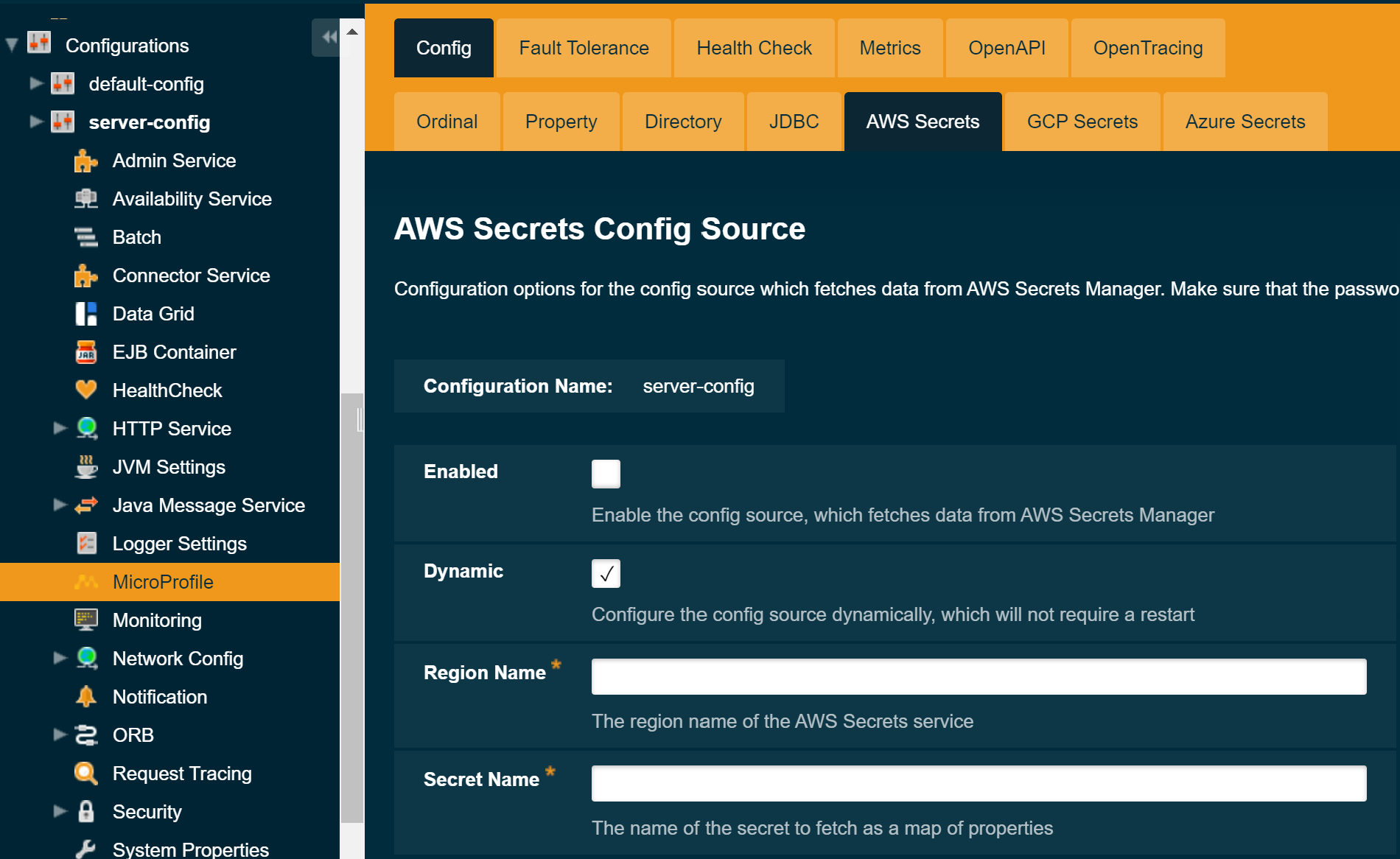 Payara Server Administration Console configuration route