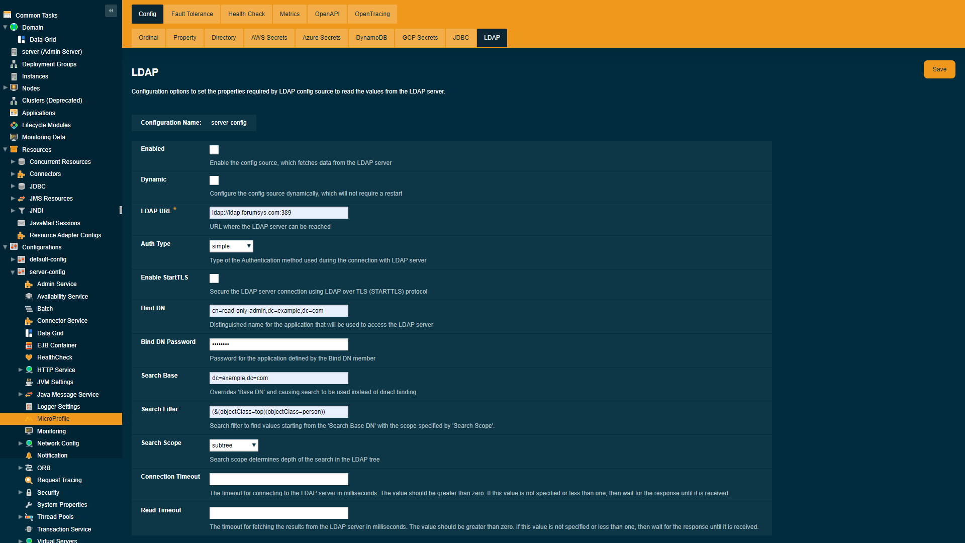 Payara Server Administration Console configuration route