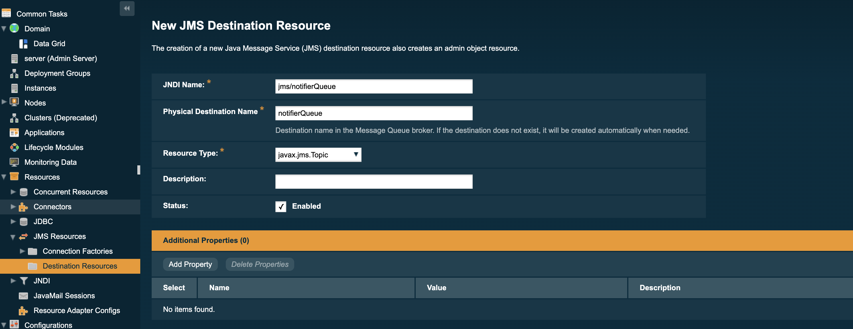 Create JMS Queue