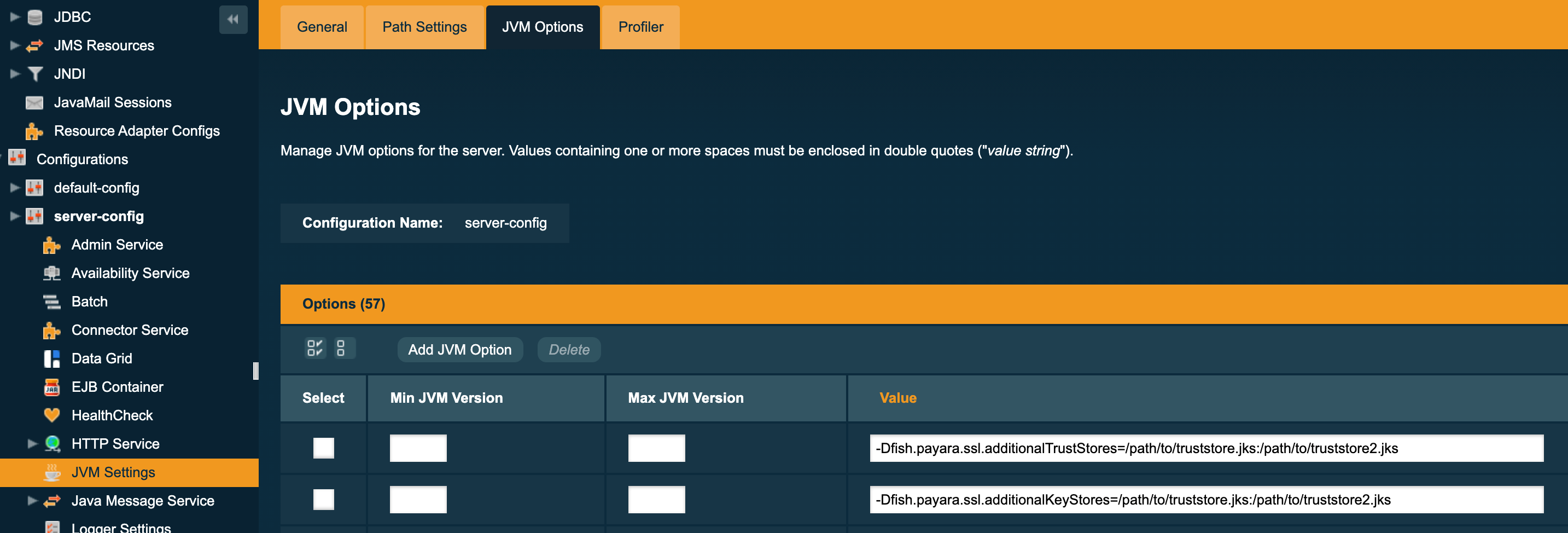 Configure additional keystores and truststores in Admin Console