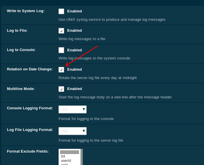 File rotation settings