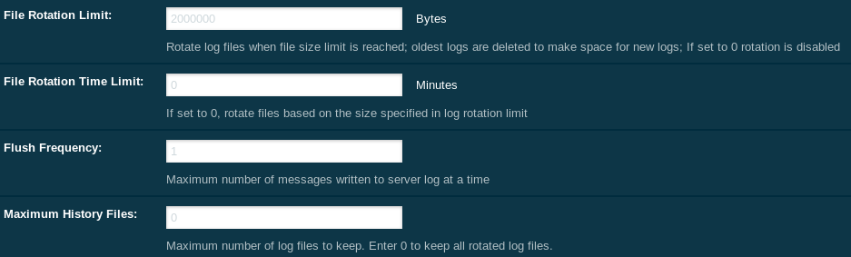 Log rotation settings