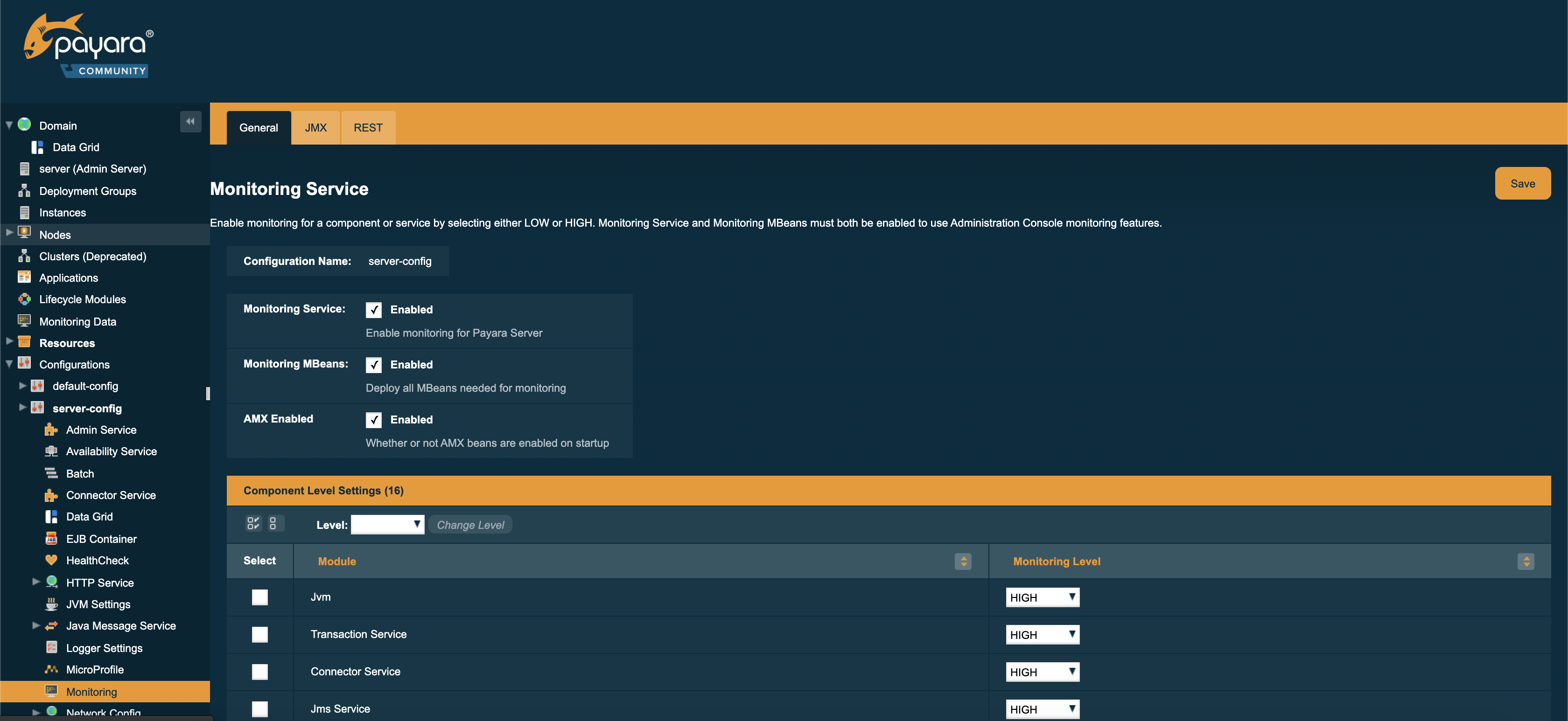 Monitoring Service Configuration in the Admin Console