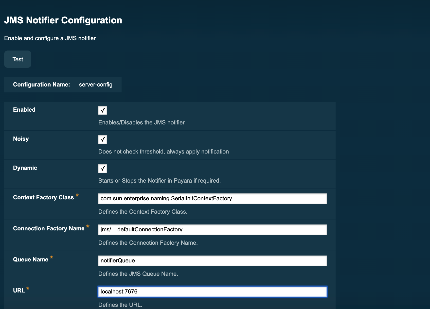 Configure JMS Notifier in Admin Console