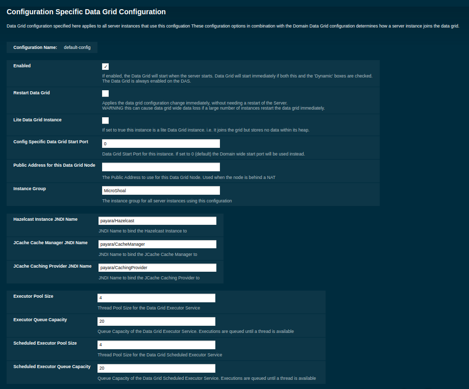 Data Grid Domain Wide Options