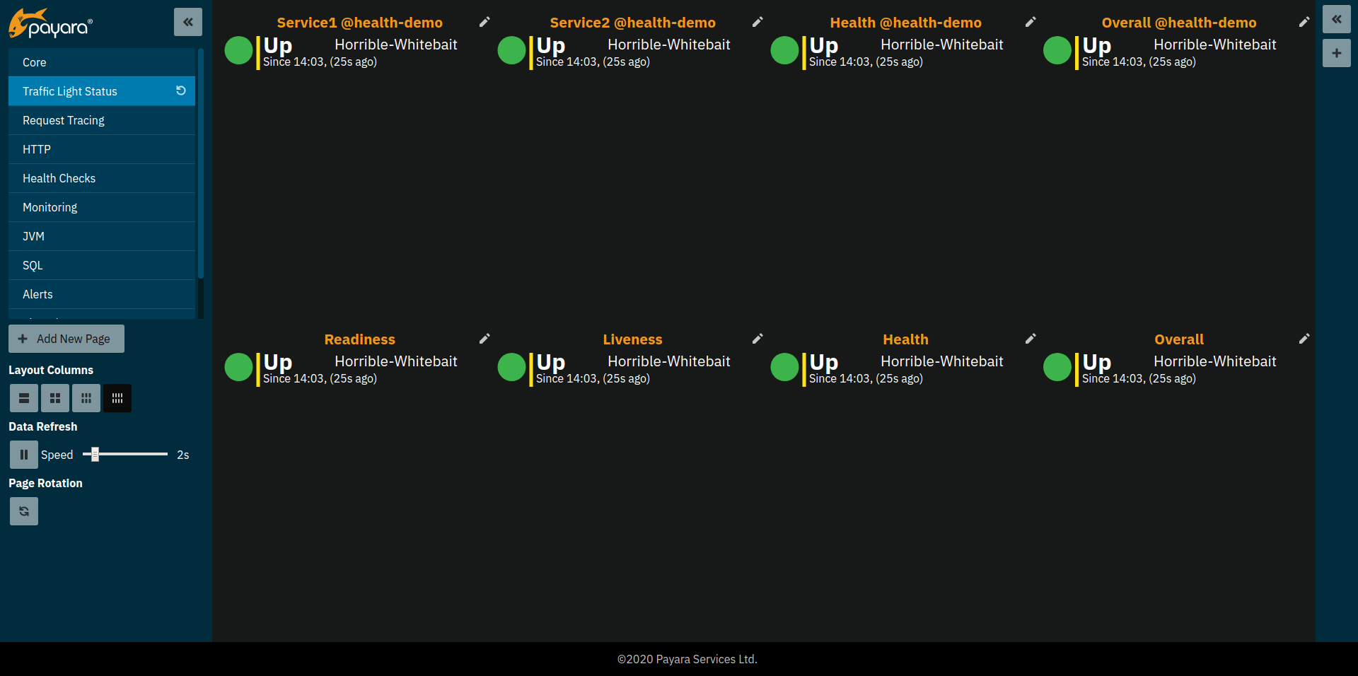 Traffic Light Status Page