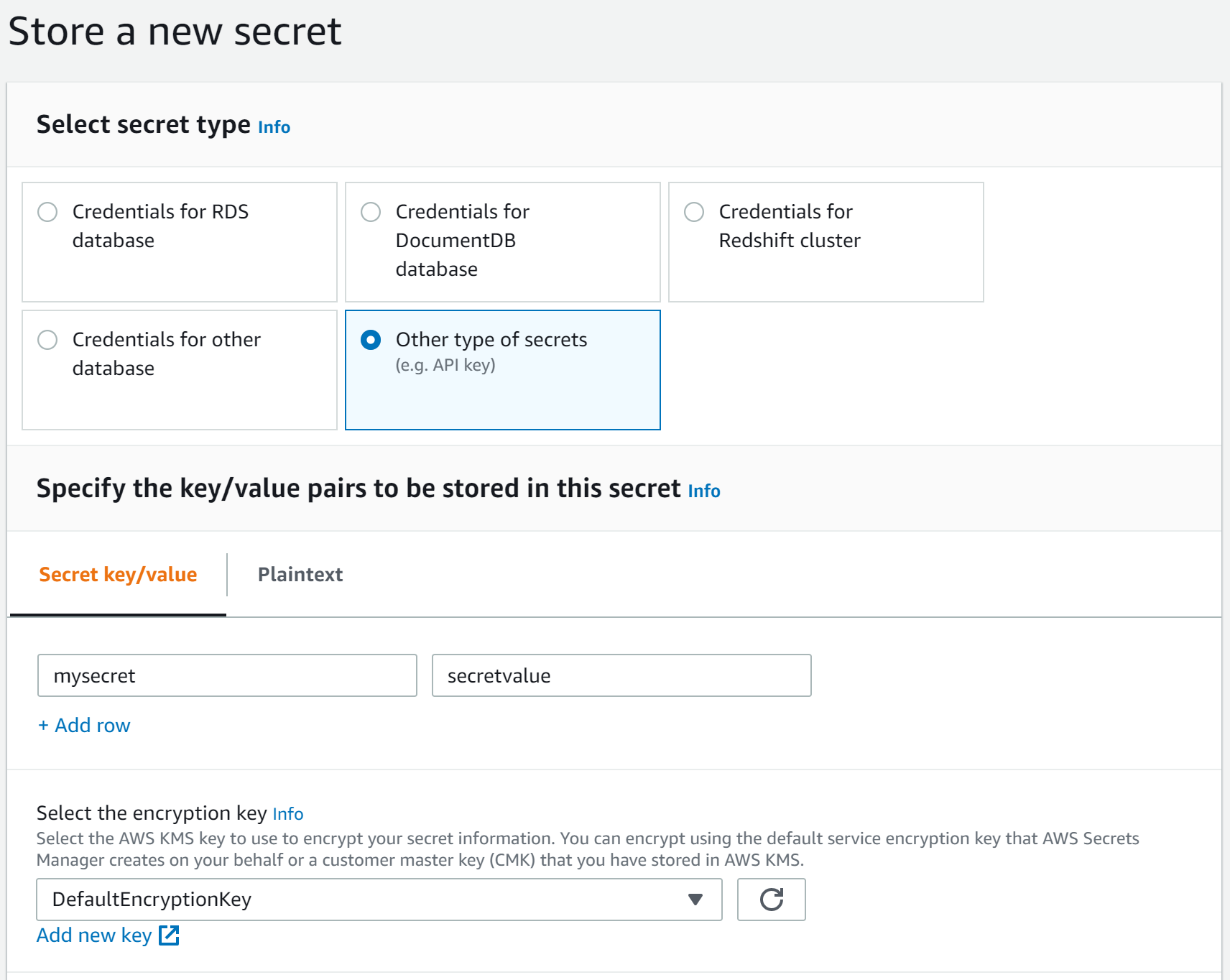 AWS Secret Creation