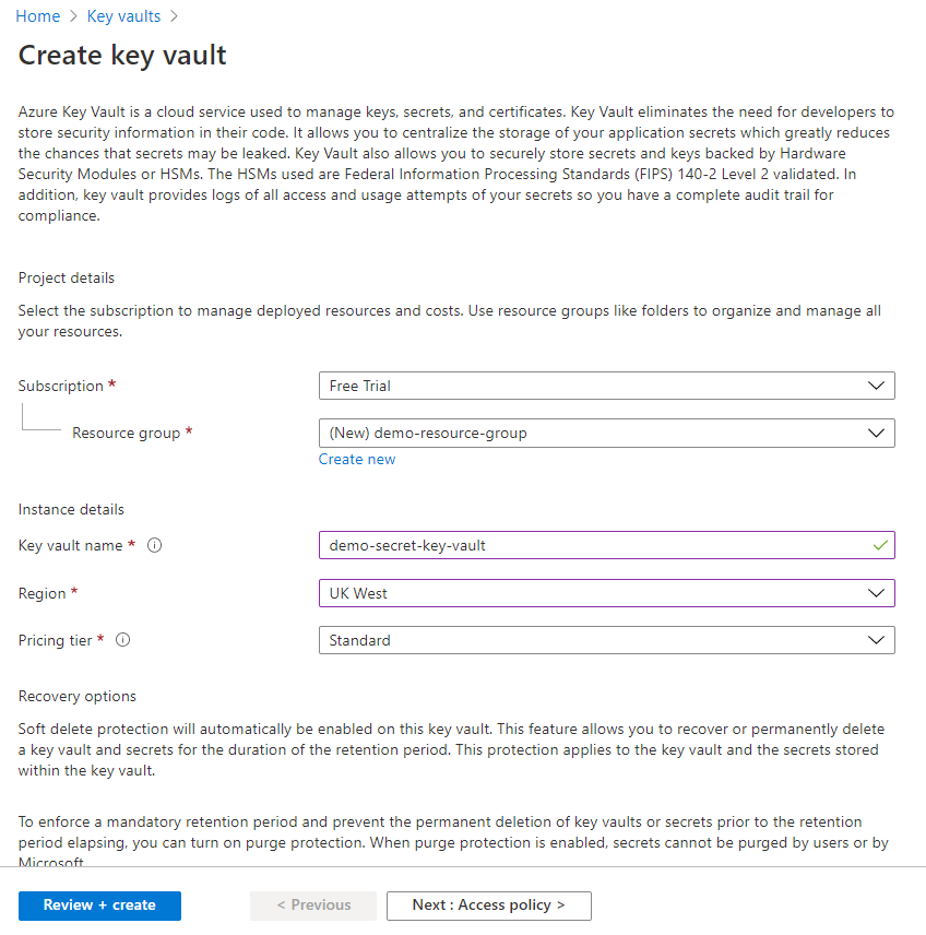 Key Vault Creation