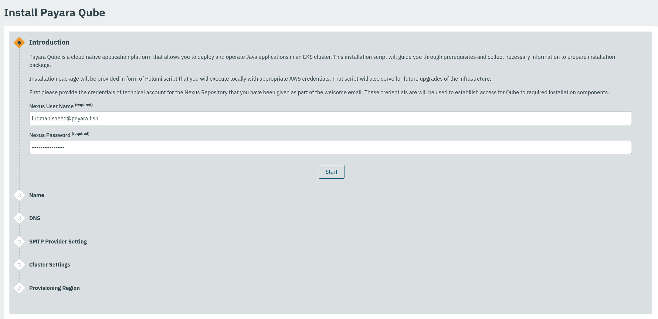 Nexus Credentials Page
